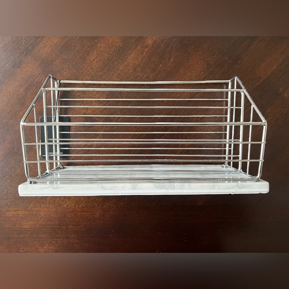 Stainless Steel Wired Desk File Holder with Marble Pattern